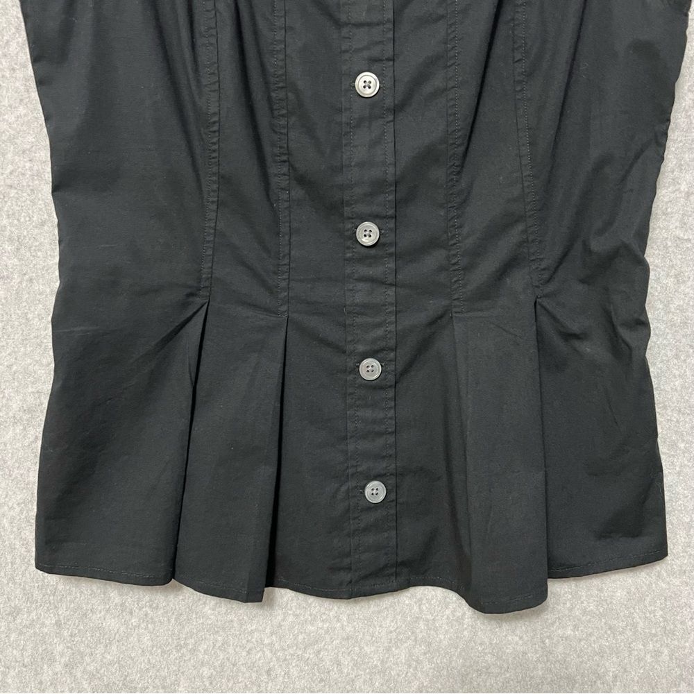 J. Crew Factory Black Sleeveless Placket Blouse NWT Size 6 Pleated Button Front - Picture 5 of 10